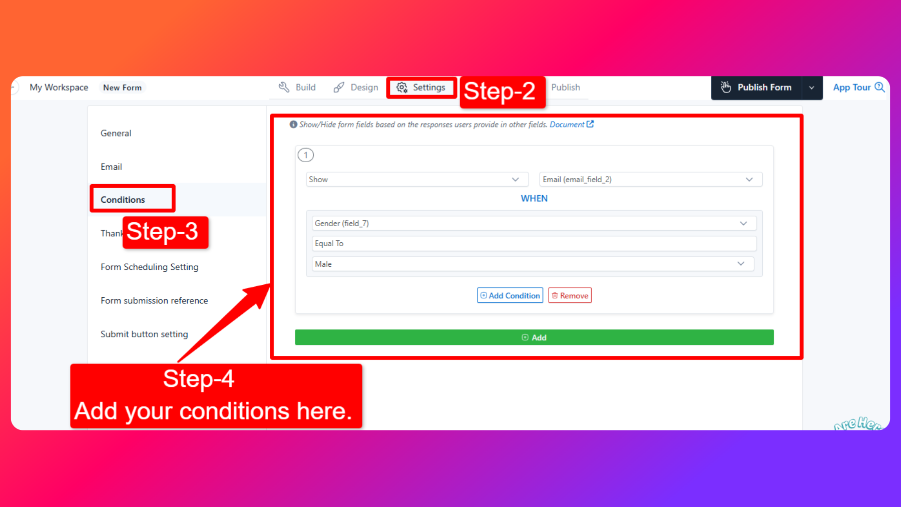 Creating Conditional Form fields