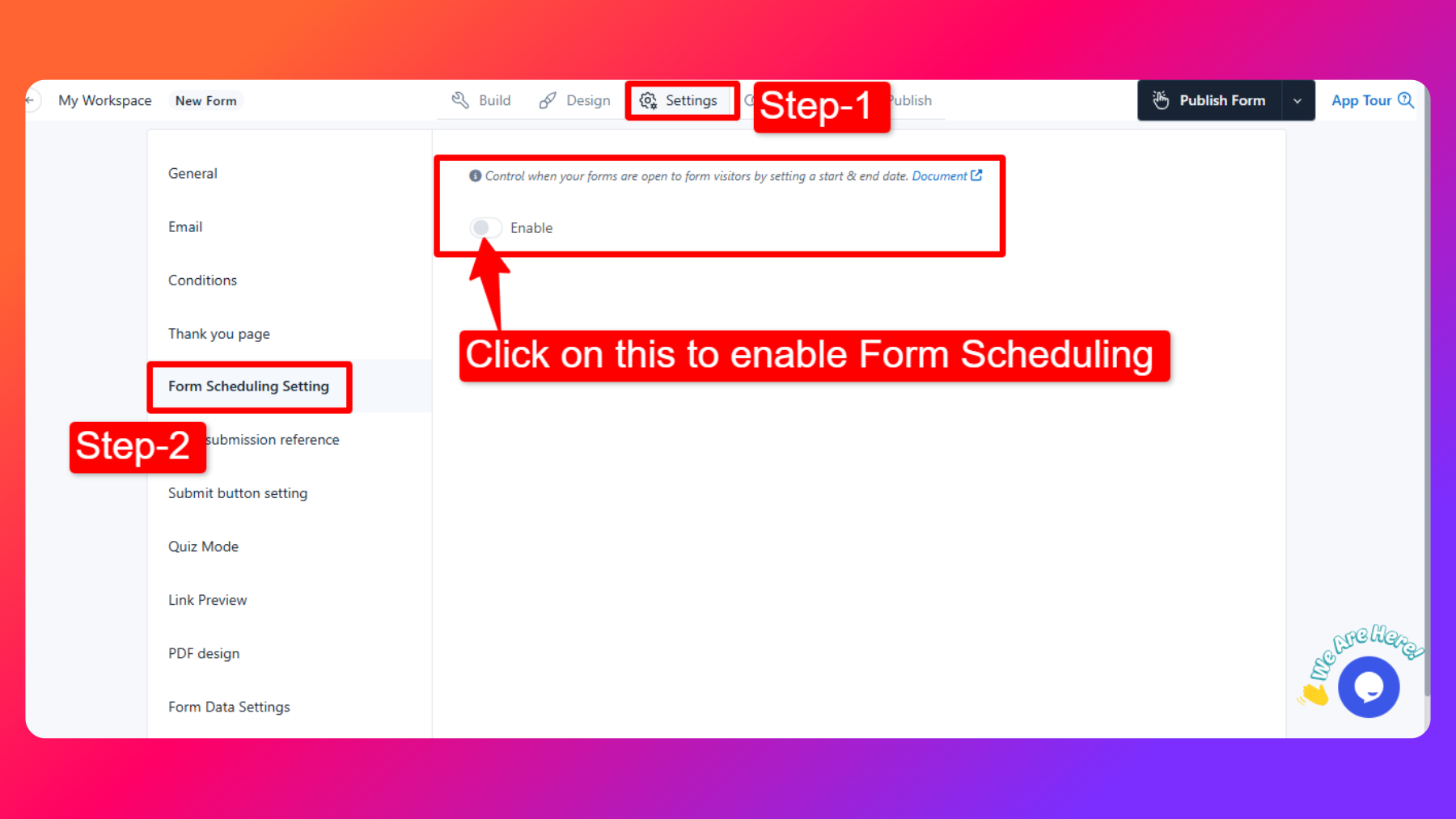 Configuring Form Scheduling