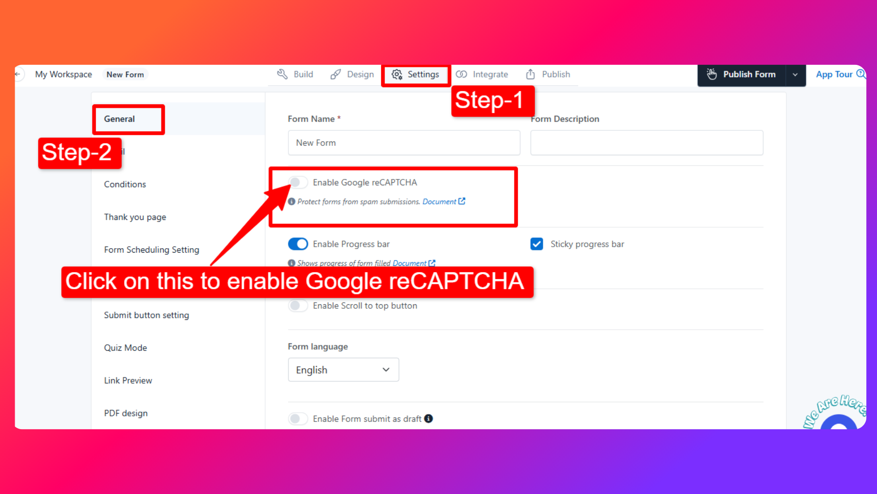 Configuring Google Recaptcha