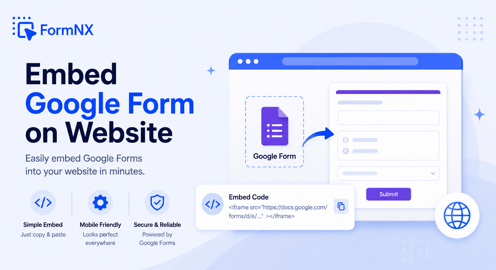 Embed a Google Form on your website with FormNX
