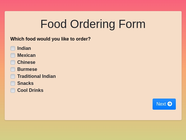 Food Ordering Form