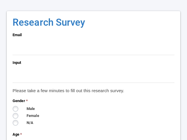 Research survey form
