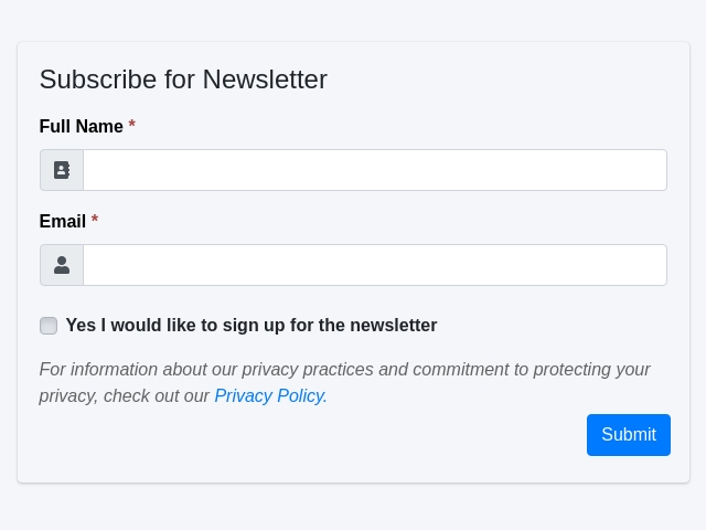 Form Templates For Newsletter Subscription - FormNX