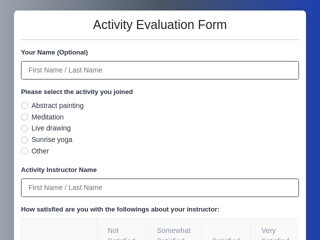 Activity Evaluation Form