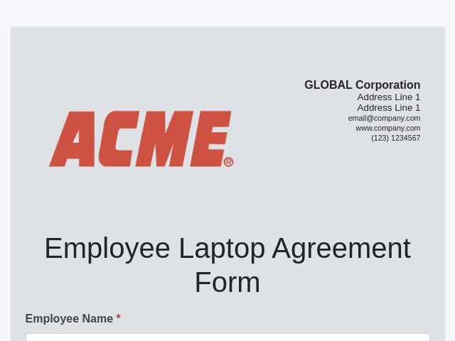 Employee Laptop Agreement Form