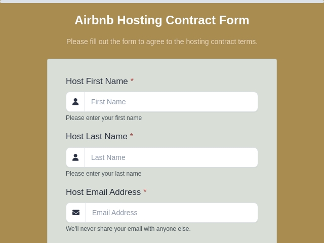 Airbnb Hosting Contract Form