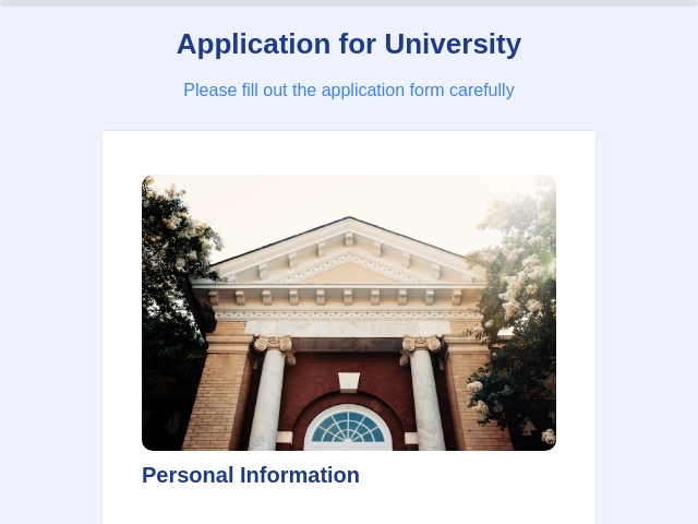 University Application Form