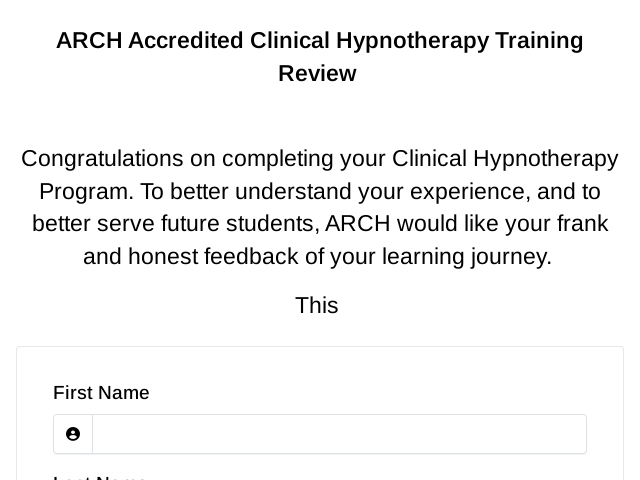 ARCH Instructor Feedback Questionnaire