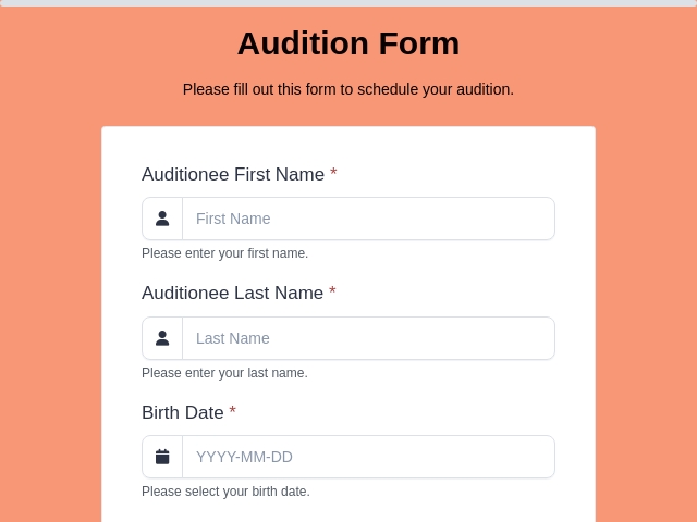 Audition Form Template