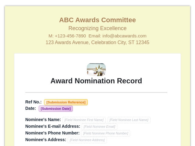 Awards Nomination Record