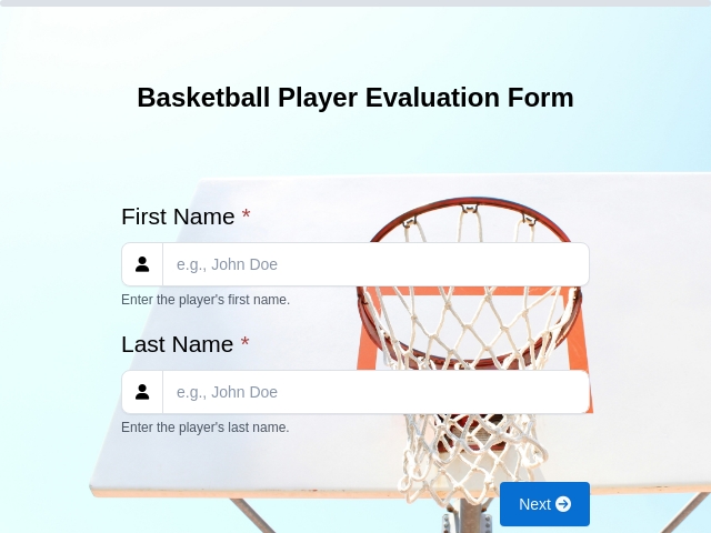 Basketball Player Evaluation Form