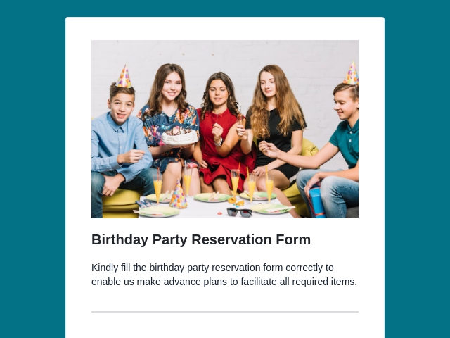 Birthday Party Form