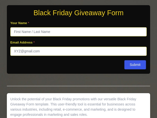 Black Friday Giveaway Form