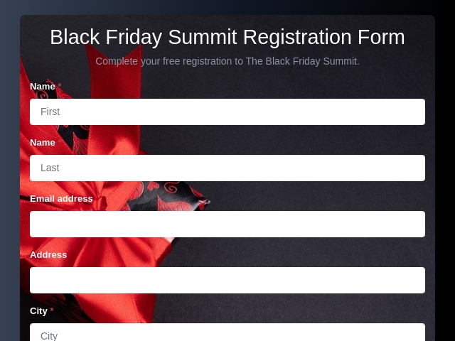 Black Friday Summit Registration Form