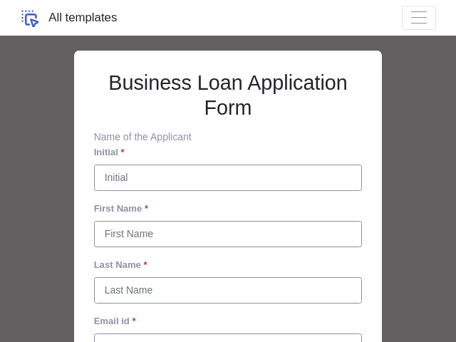 Business Loan Application Form