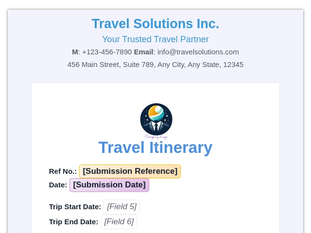 Business Travel Itinerary