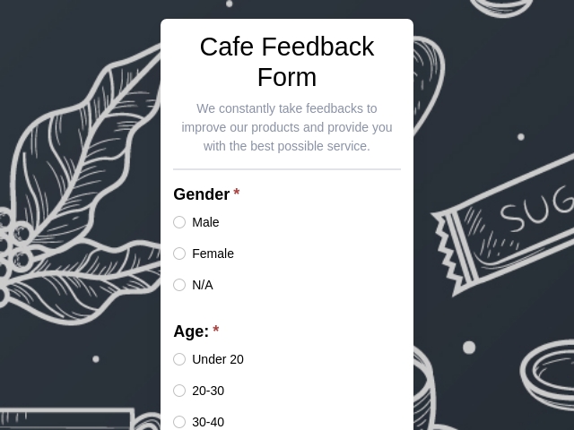 Cafe Feedback Form
