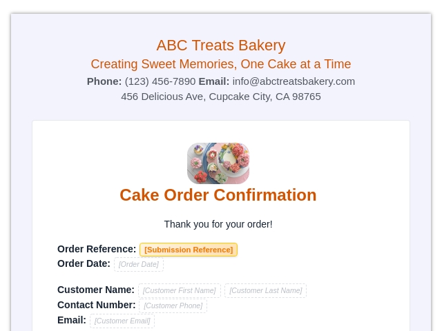 Cake Order Confirmation