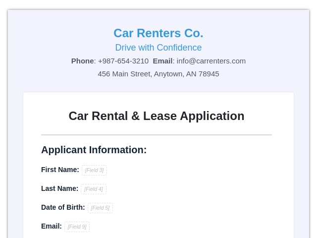 Car Rental & Lease Application