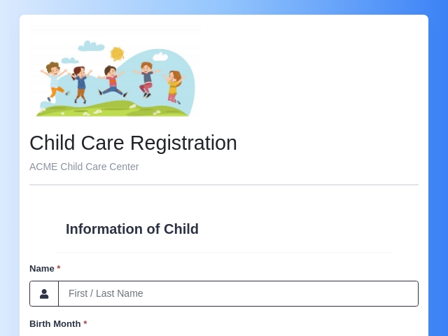 Child Care Registration