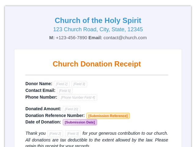 Church Donation Receipt
