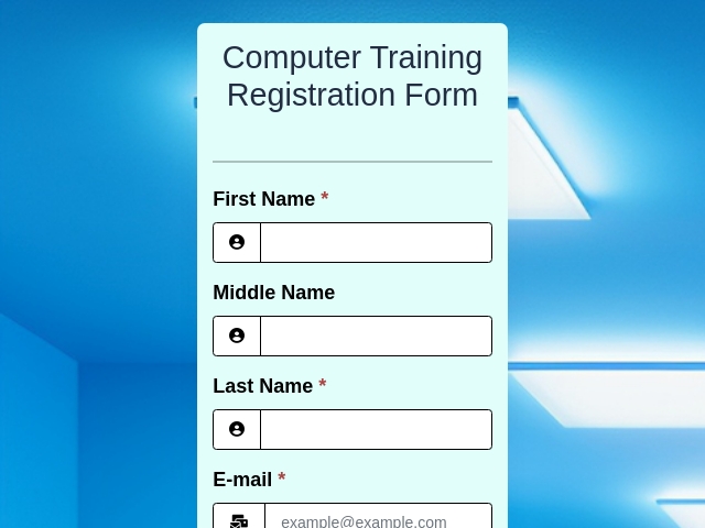 Computer Training Registration Form