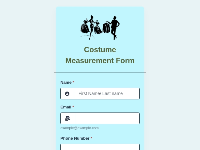 Costume Measurement Form