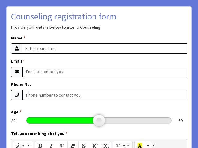 Counseling registration form