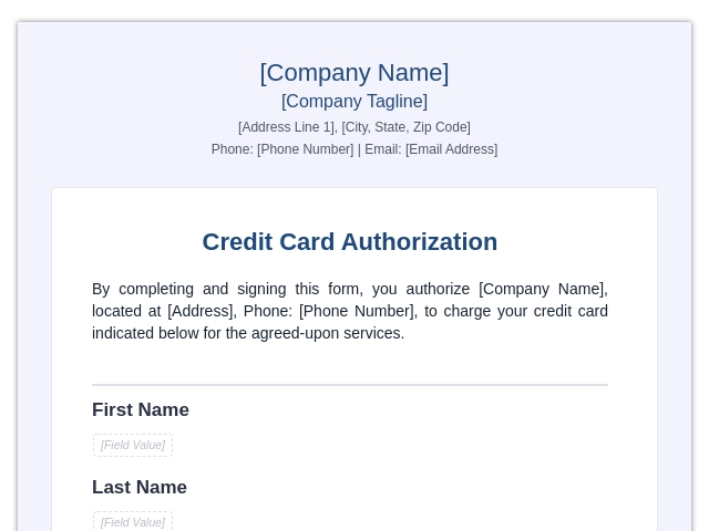 Credit Card Authorization