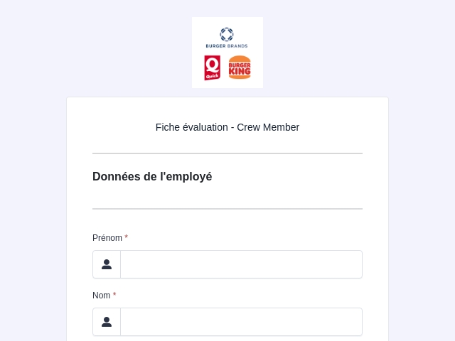 Crew Member - Evaluation Form