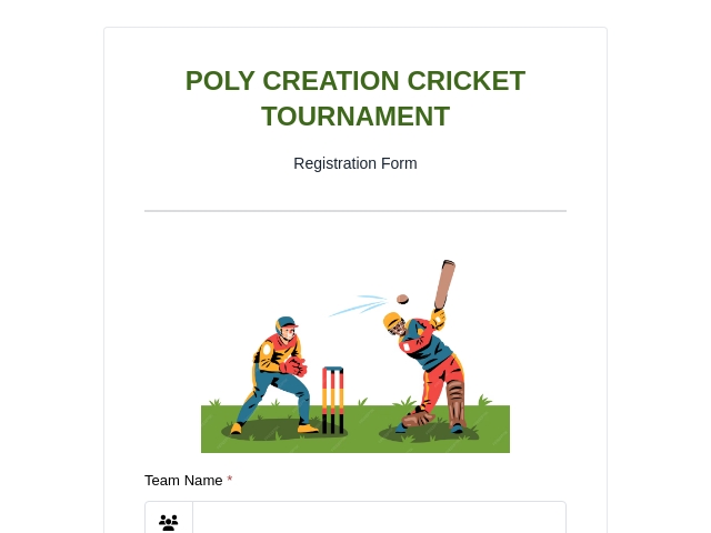 Cricket Tournament Registration Form