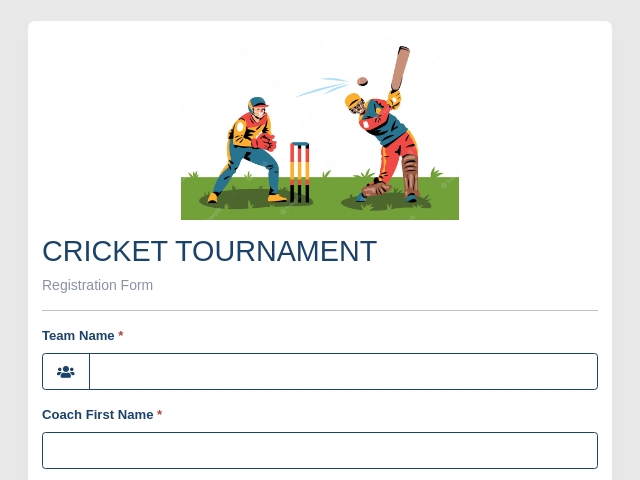 Cricket Tournament Registration Form