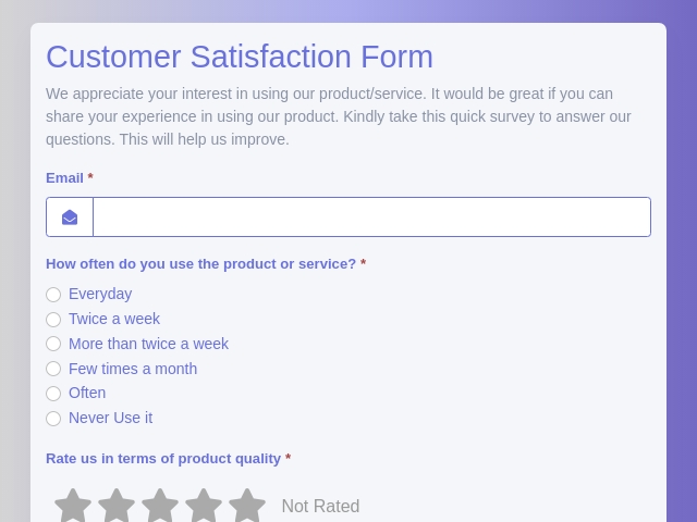 Customer Satisfaction Form