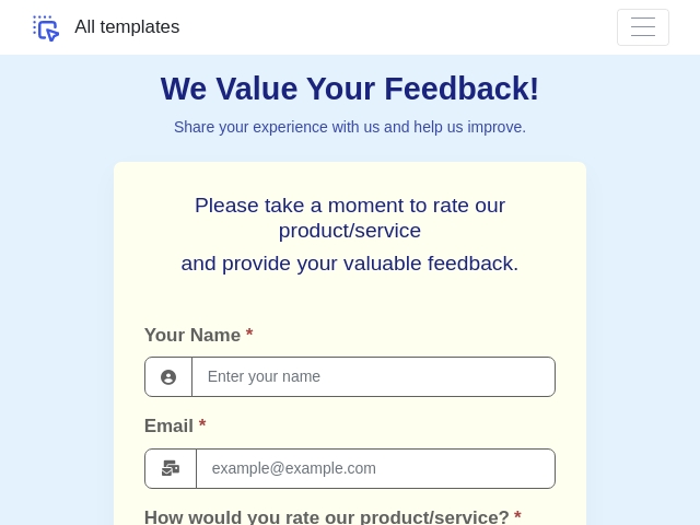 Customer Satisfaction Rating with GMB Redirect (Type 2)