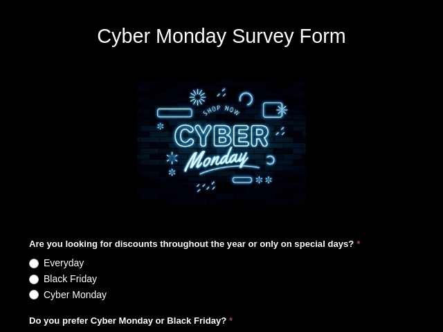 Cyber Monday Survey Form