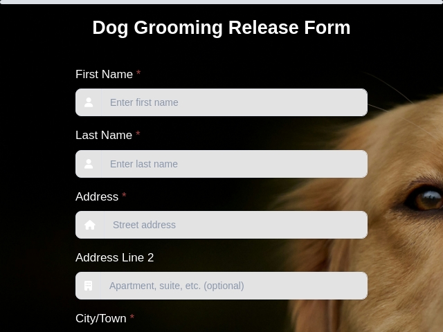 Dog Grooming Release Form