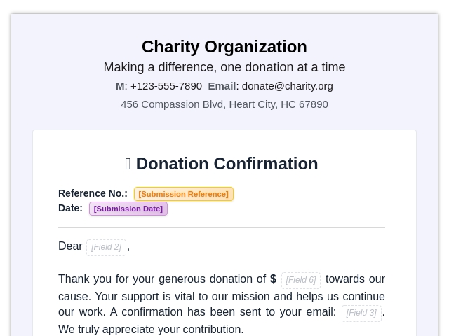 Donation Confirmation Document