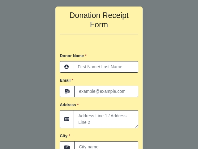 Donation Receipt Form Template