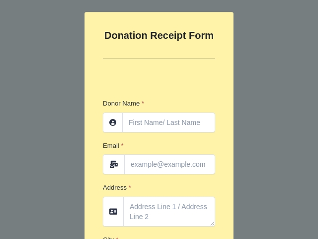 Donation Receipt Form Template