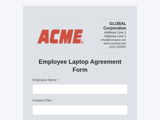 Employee Laptop Agreement Form