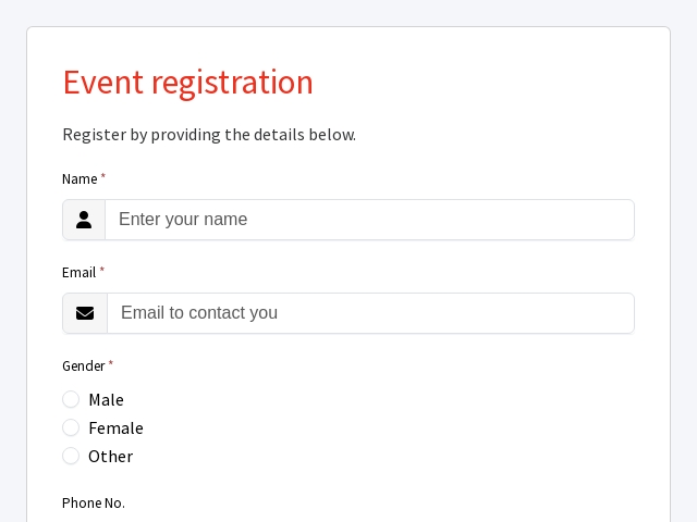 Event registration form