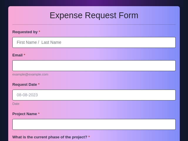 Expense Request Form