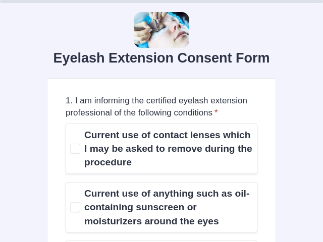 Eyelash Extension Consent Form