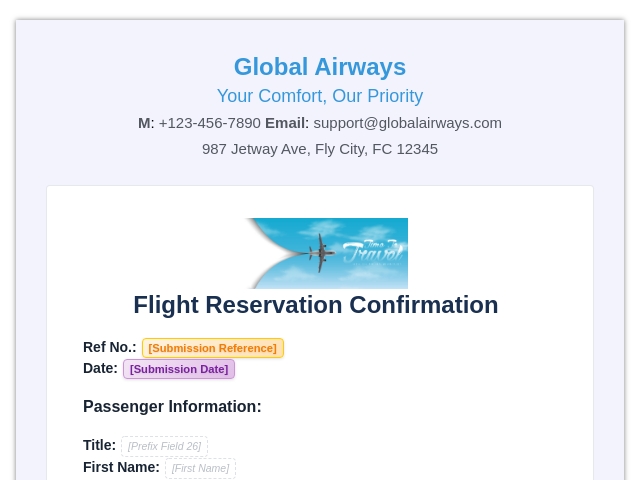Flight Reservation Confirmation