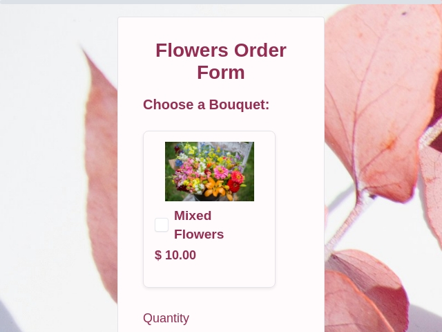 Flowers Order Form