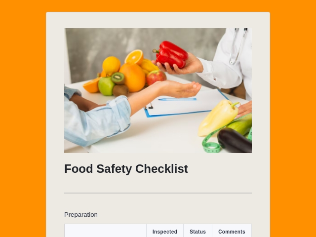 Food Safety Checklist