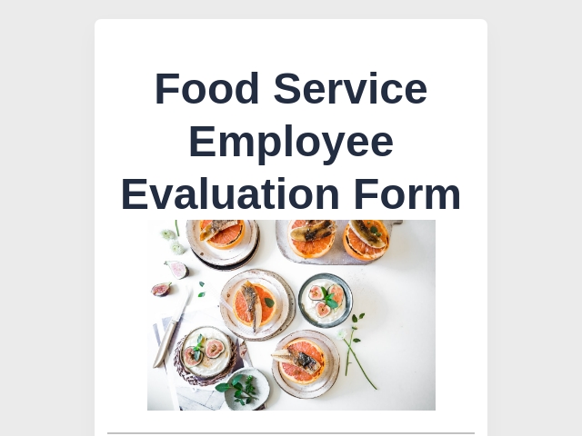 Food Service Employee Evaluation Form