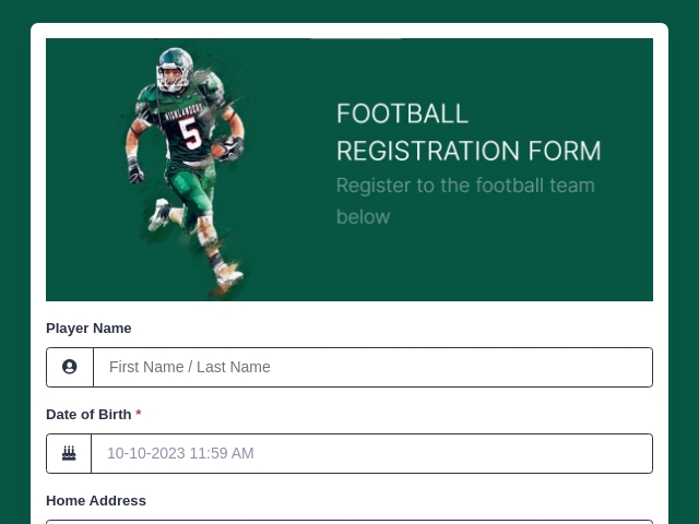 Football Registration Form