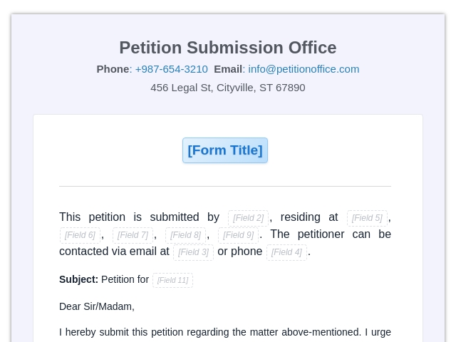 Formal Petition Document