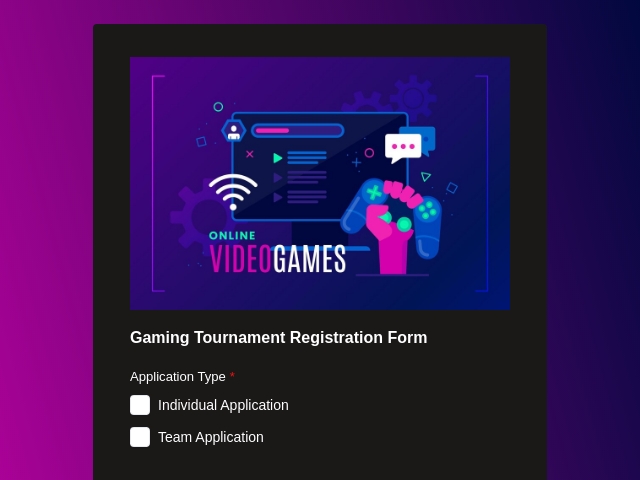 Gaming Tournament Registration Form